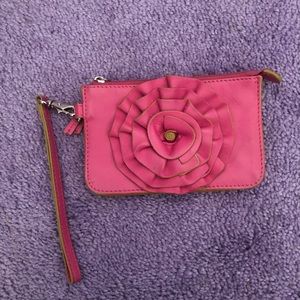 Pink flower wristlet